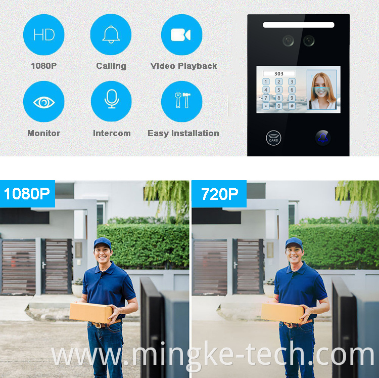 New Product Doorbell Multiple Screen Monitor Camera Wireless Or Wired Waterproof Video Door Phone Intercom